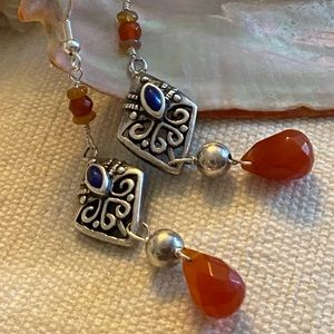 Lapis and Carnelian dangle earrings